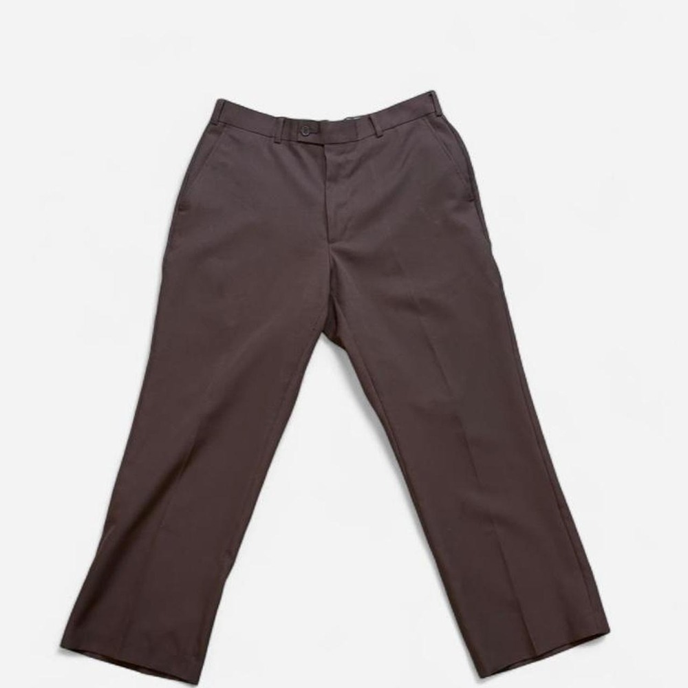 Haband Mens Brown Flat Front Dress Pants 34x29 Style 090